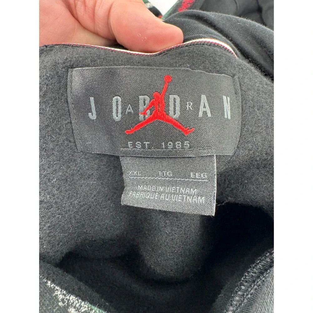 Jordan Plaid Hoodie Mens XXL Green Black Red Jumpman Fleece Pullover Streetwear